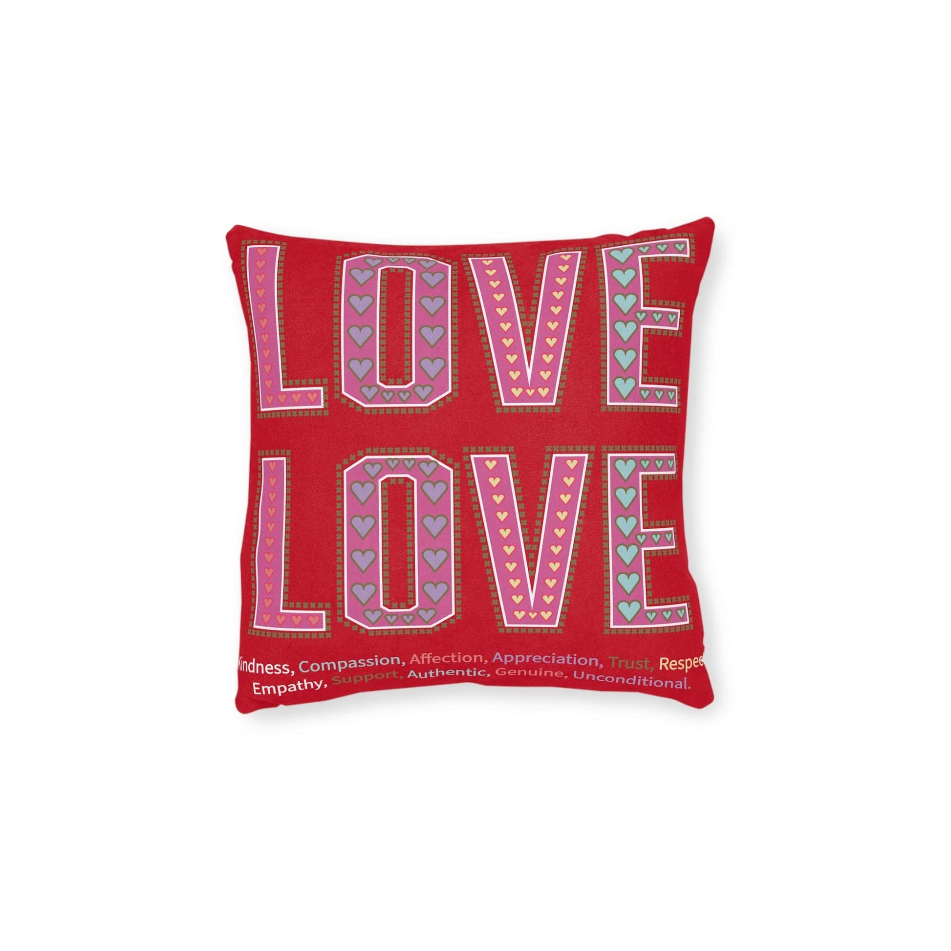 Printify Home Decor Love Love Slogan Cushion Red