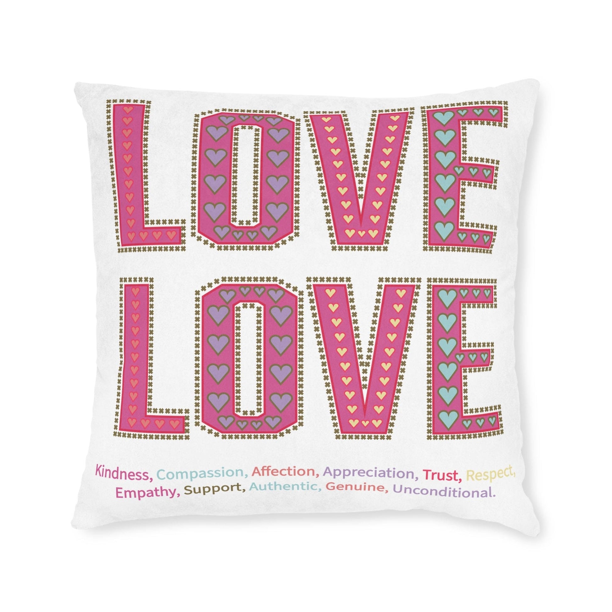 Printify Home Decor Love Love Slogan Cushion White