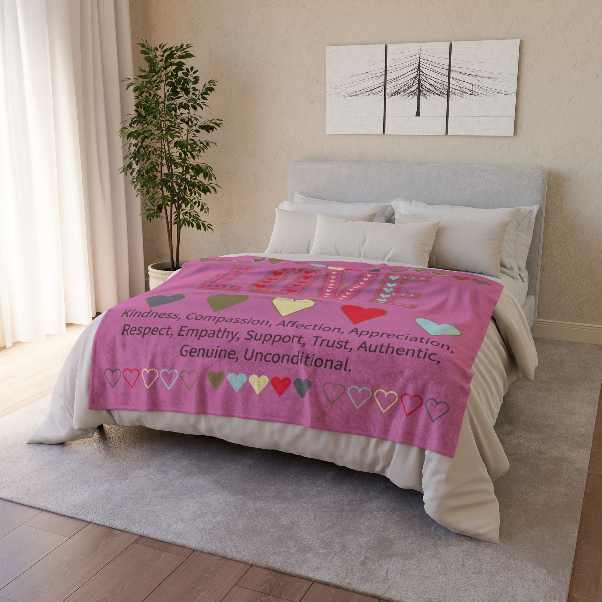 Printify Home Decor Love With Heart Blanket Pink