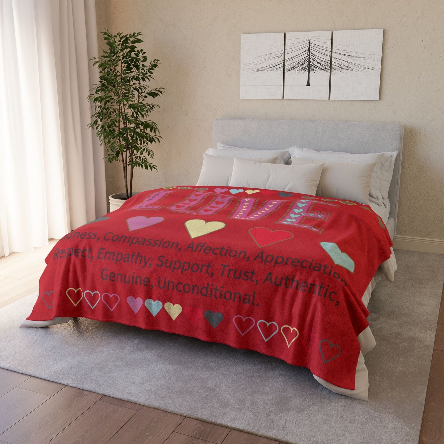 Printify Home Decor Love With Heart Blanket Red