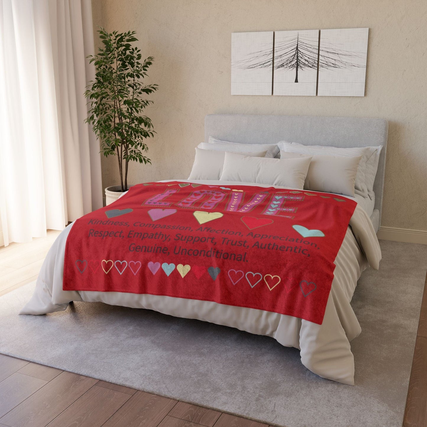 Printify Home Decor Love With Heart Blanket Red