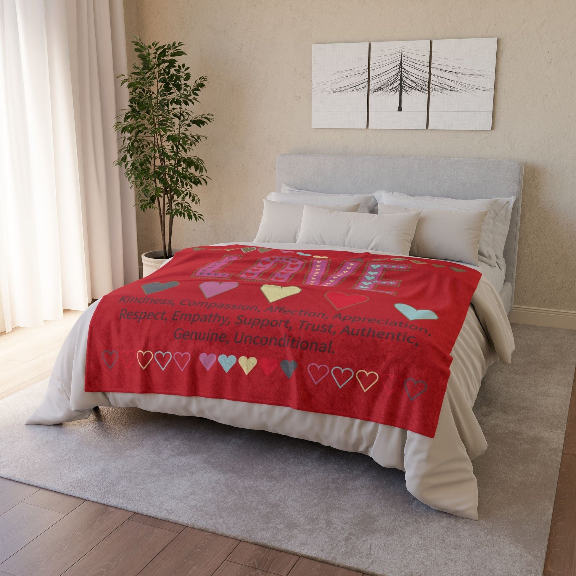 Printify Home Decor Love With Heart Blanket Red