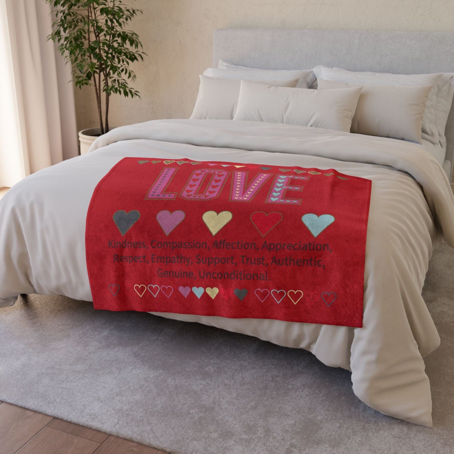 Printify Home Decor Love With Heart Blanket Red