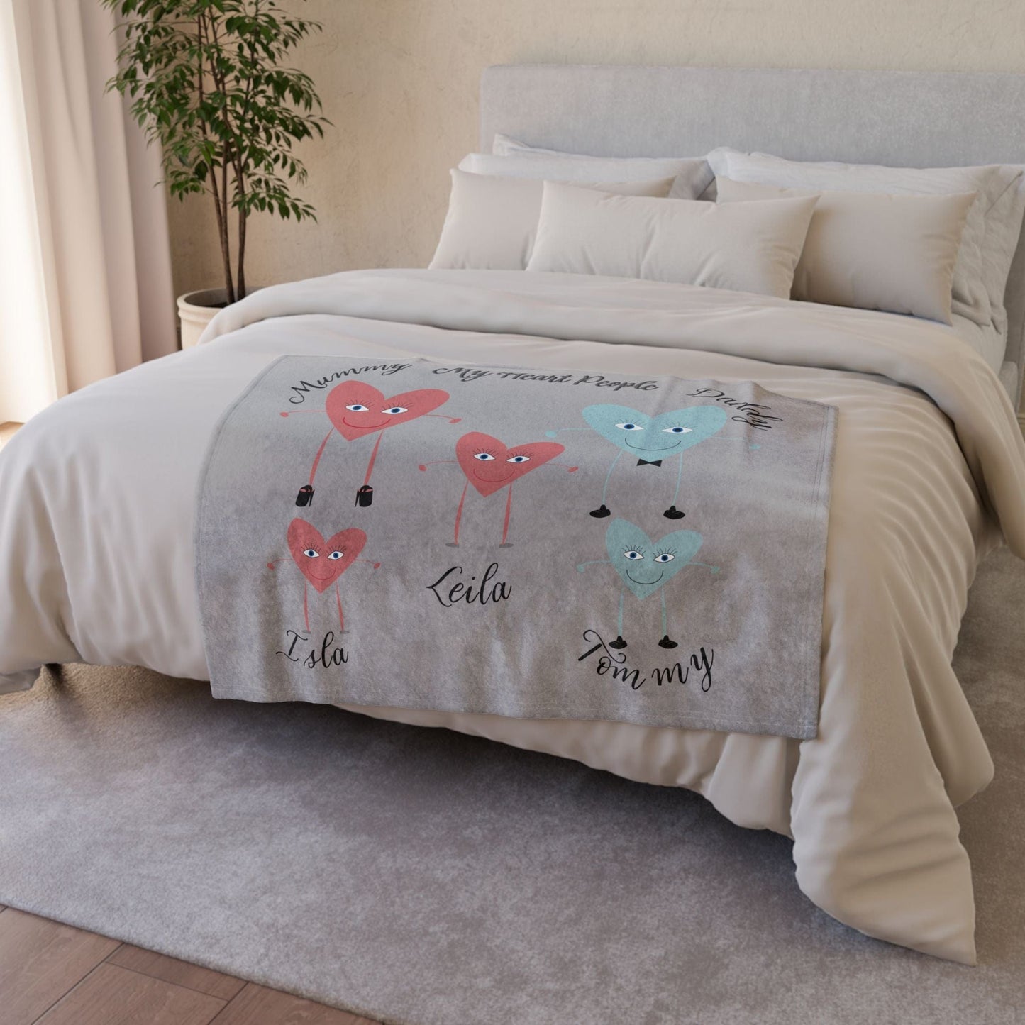 Printify Home Decor My Heart People Blanket Grey