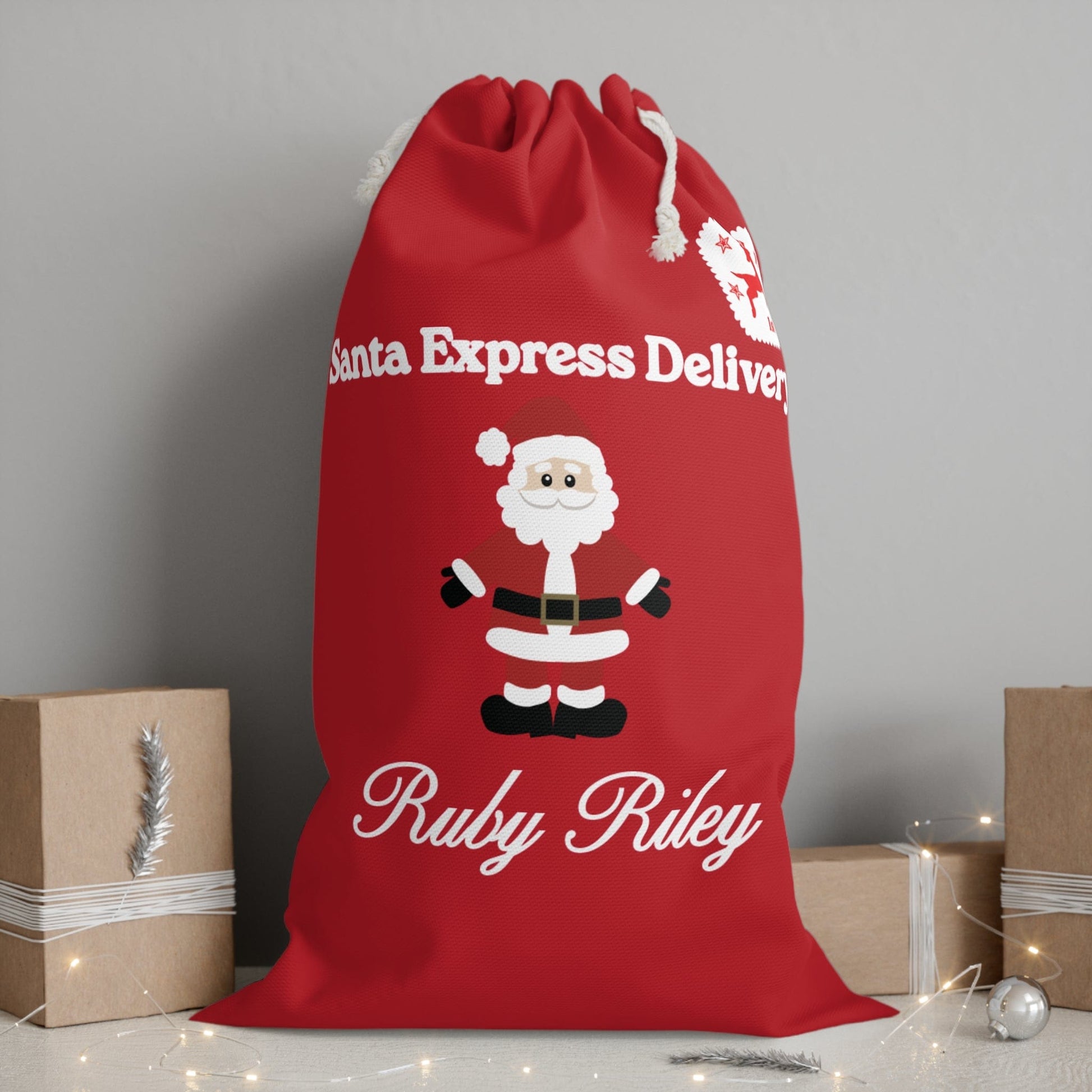 Printify Home Decor One size Personalised Christmas Santa Sack - Express Delivery