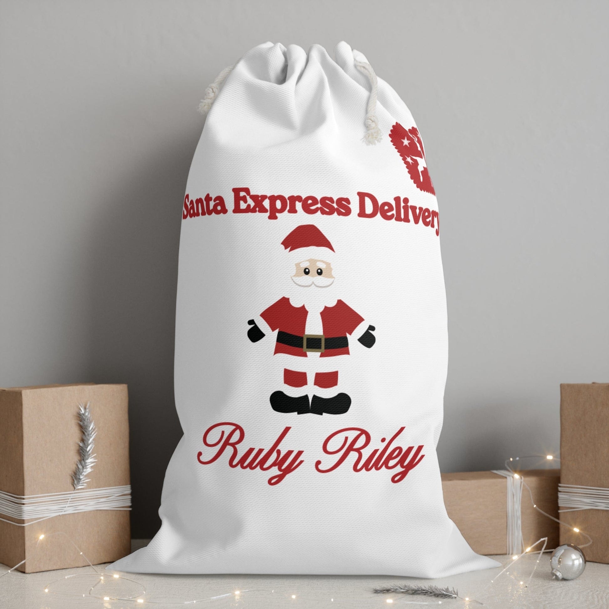 Printify Home Decor One size Personalised Santa Sack - Express Delivery White