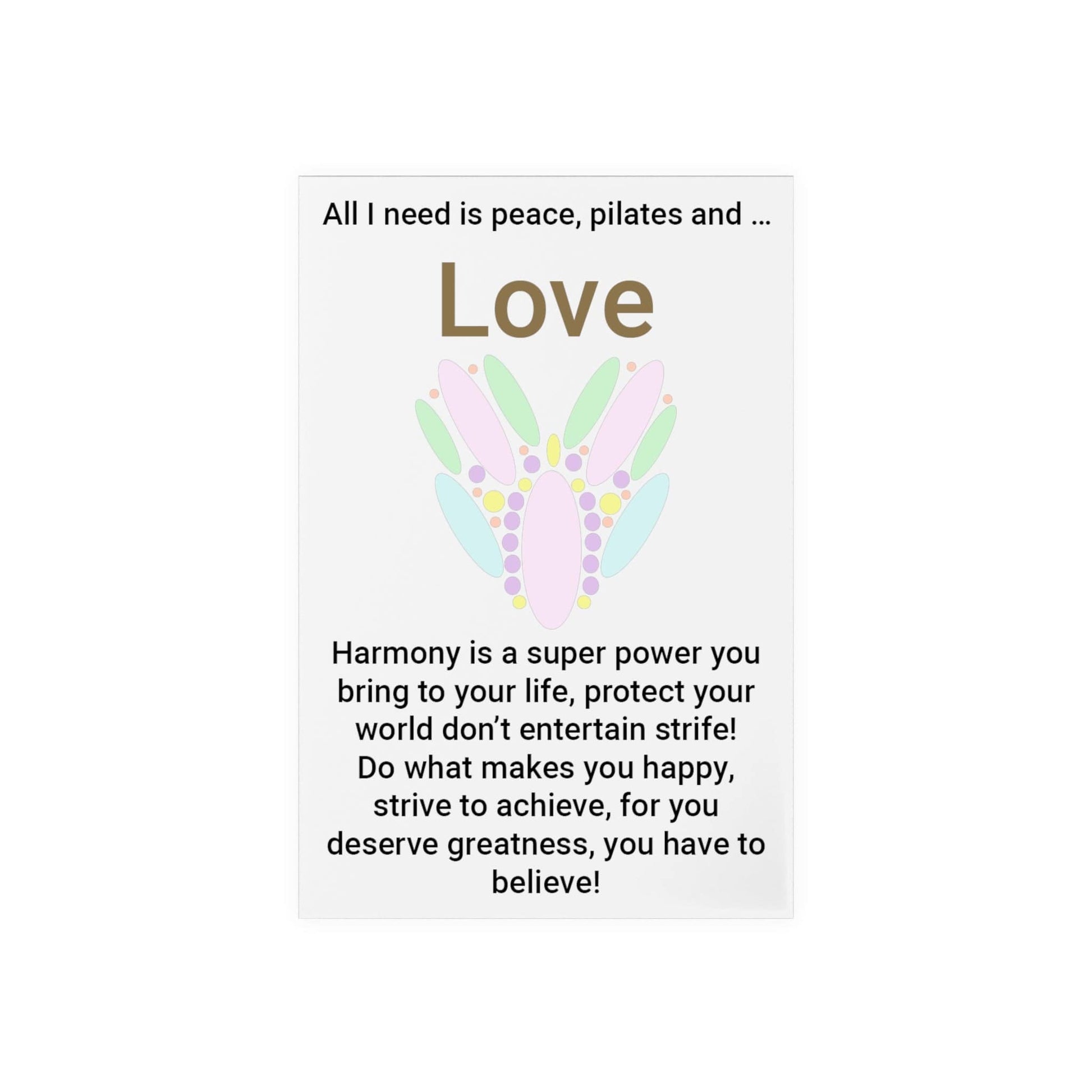 Printify Home Decor Peace Pilates Love Acrylic Sign