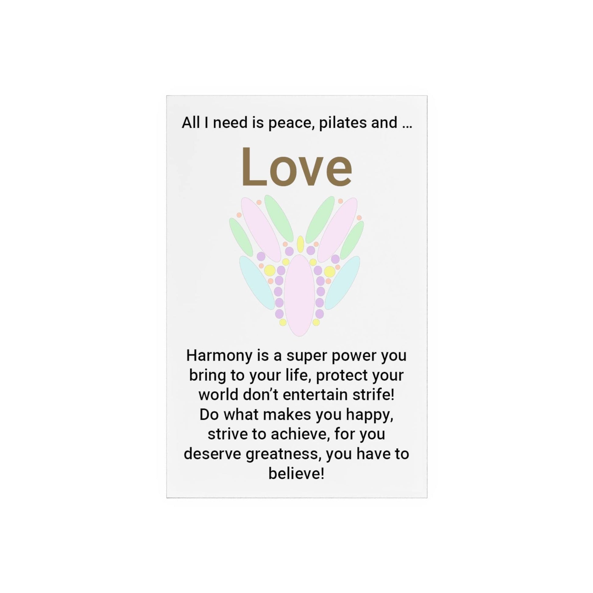 Printify Home Decor Peace Pilates Love Acrylic Sign