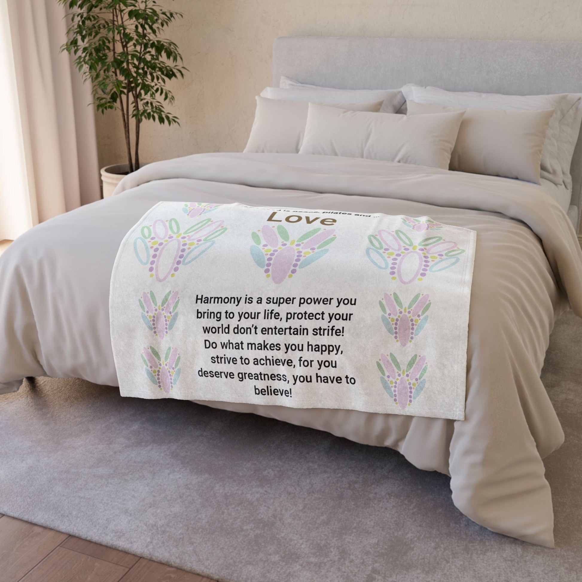 Printify Home Decor Peace Pilates Love Soft Polyester Blanket