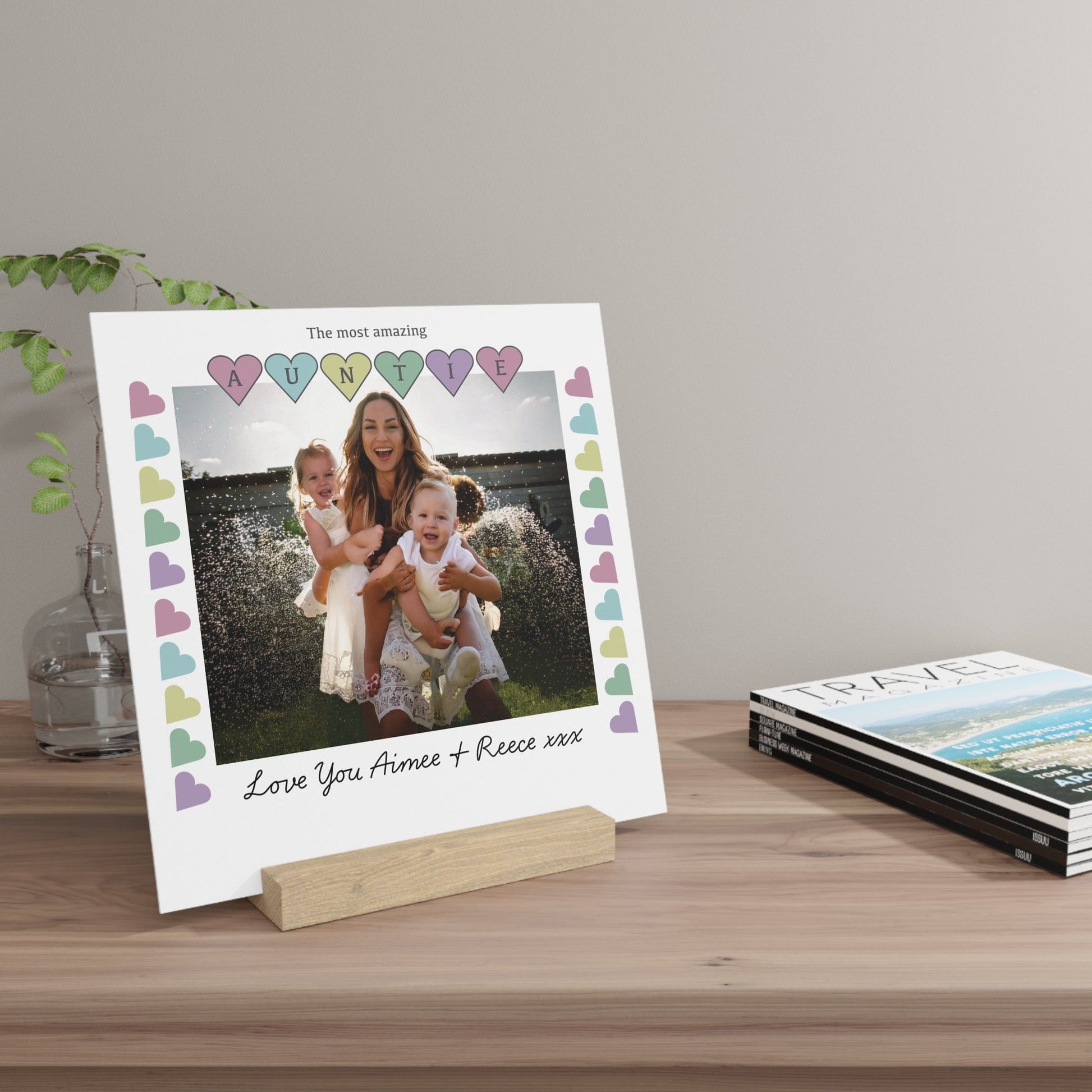 Printify Home Decor Personalised Auntie Photo Board With Stand Hearts