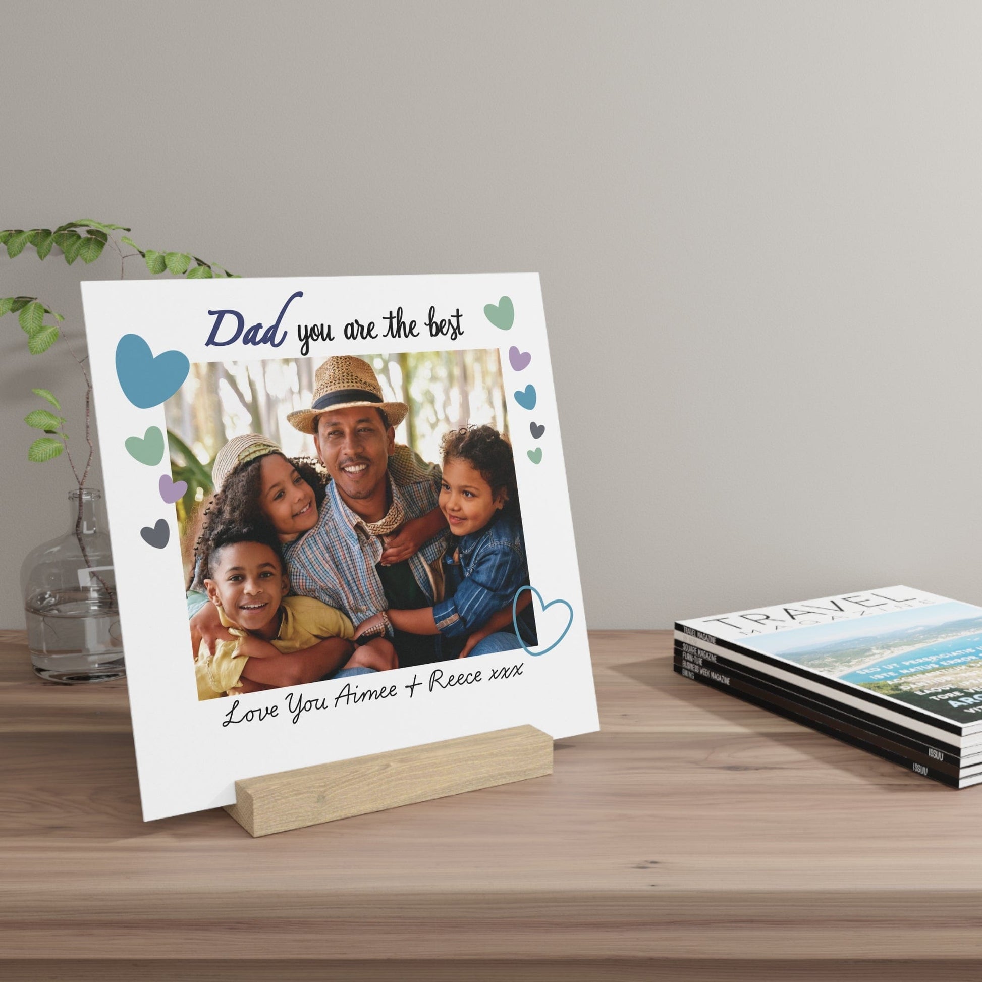 Printify Home Decor Personalised Best Dad Photo Board With Stand