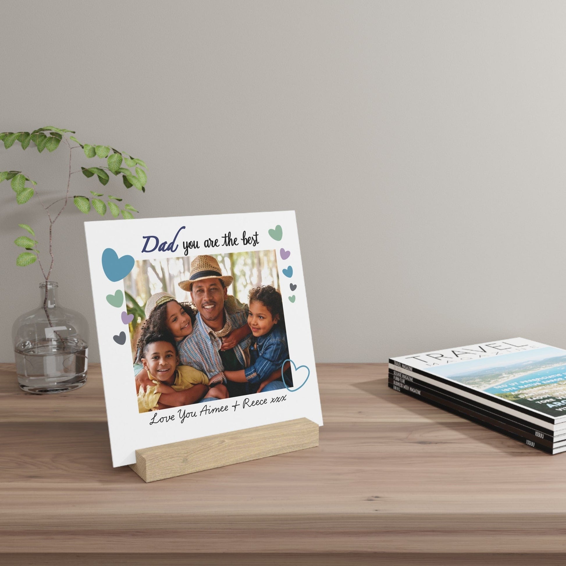 Printify Home Decor Personalised Best Dad Photo Board With Stand