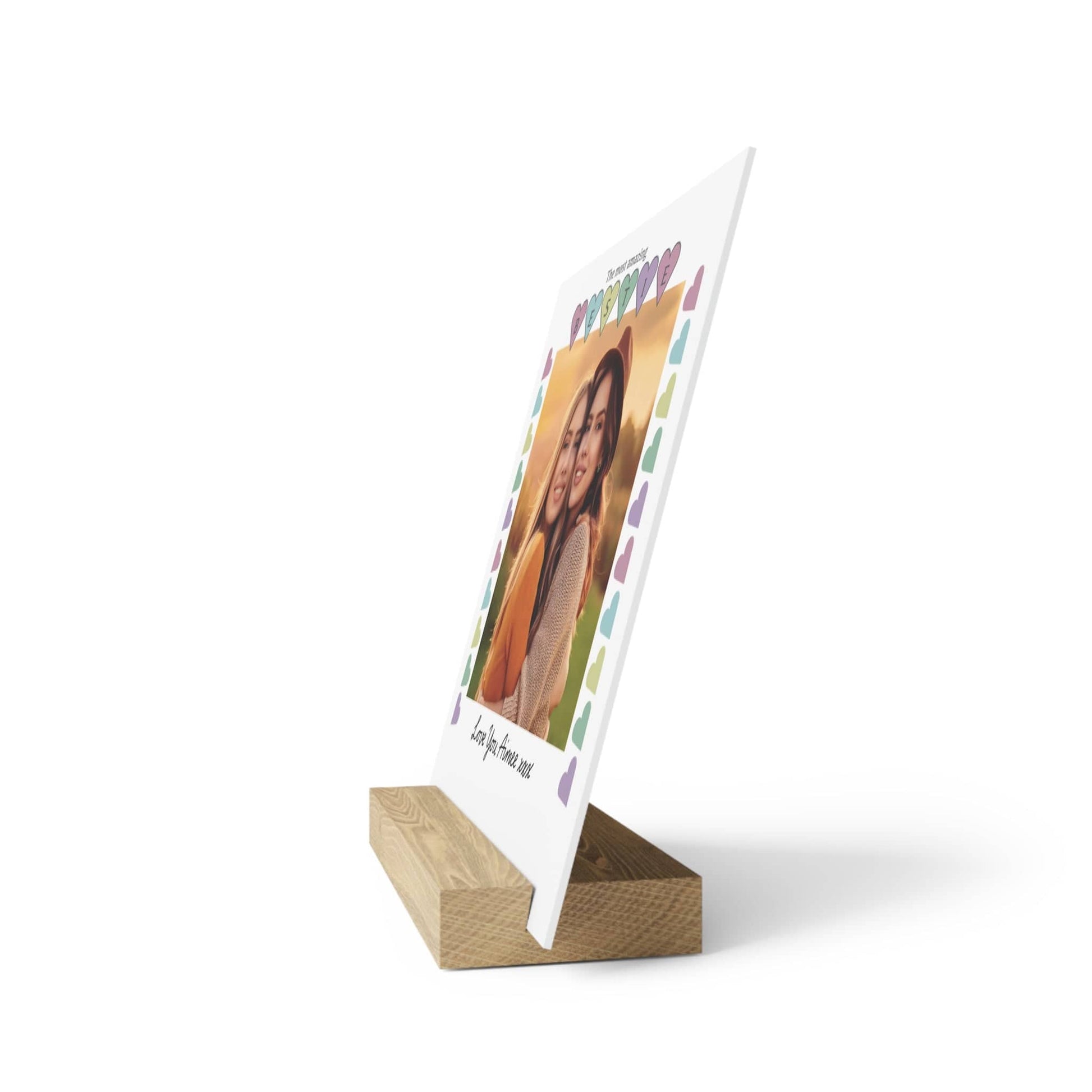 Printify Home Decor Personalised Bestie Photo Board With Stand Heart