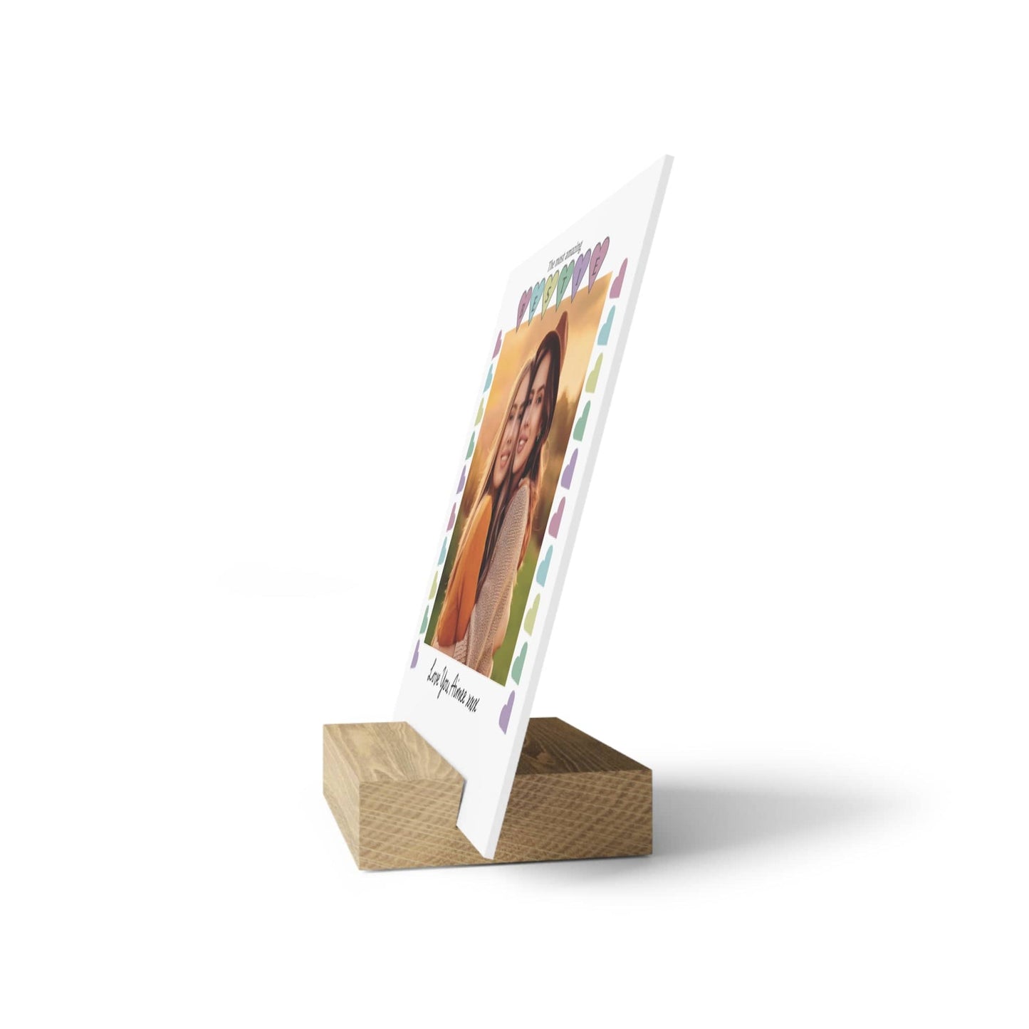 Printify Home Decor Personalised Bestie Photo Board With Stand Heart