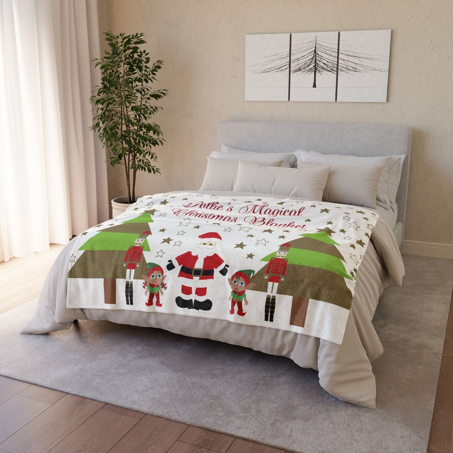 Printify Home Decor Personalised Christmas Cute Characters Blanket