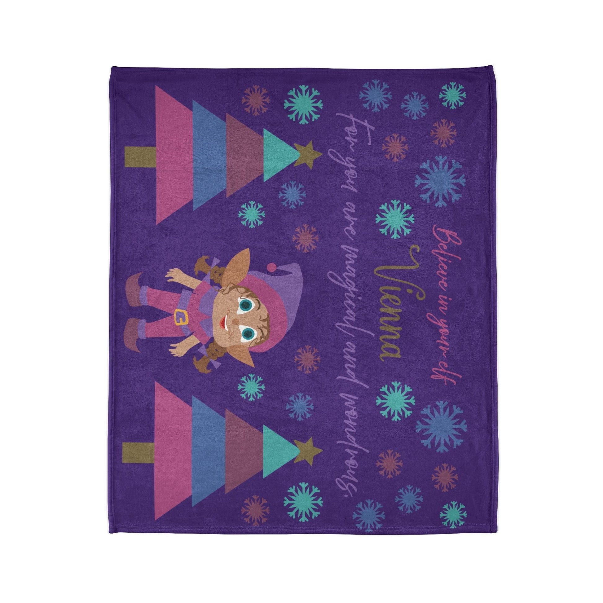 Printify Home Decor Personalised Christmas Elf Blanket - Purple