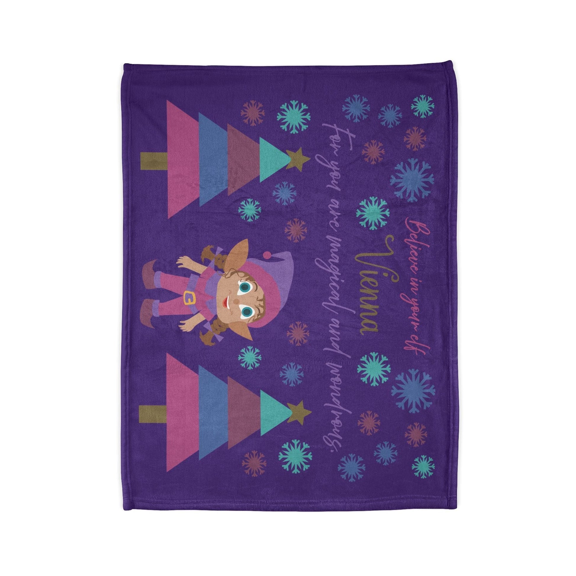 Printify Home Decor Personalised Christmas Elf Blanket - Purple