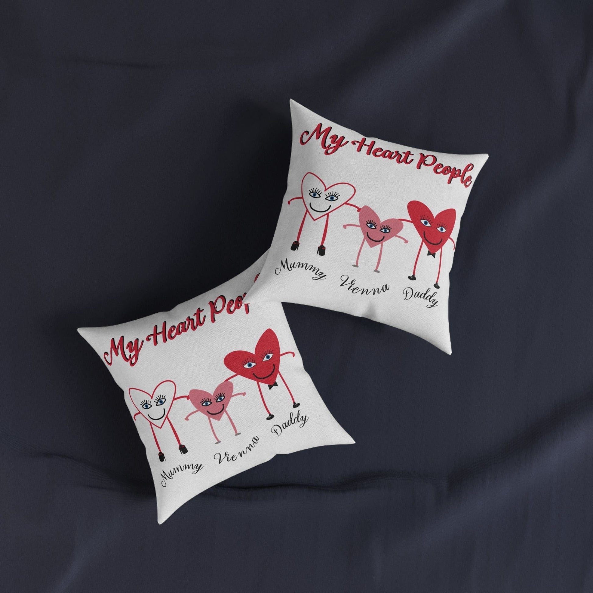 Printify Home Decor Personalised Cushion - My Heart 3 People