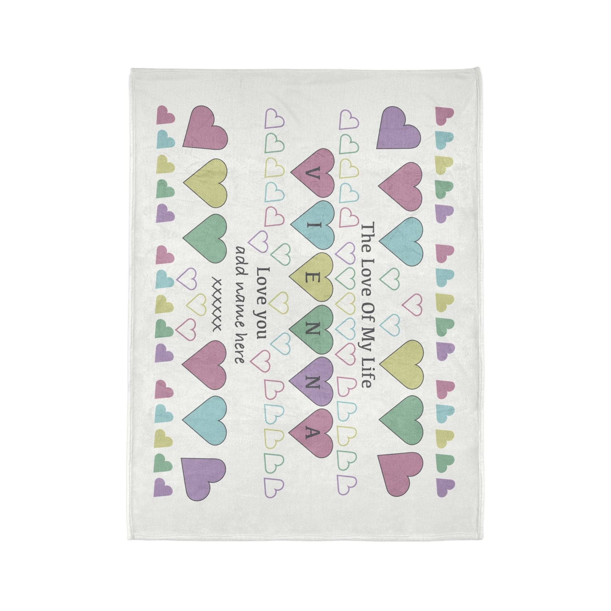 Printify Home Decor Personalised Heart Icon Blanket – Custom Name Design