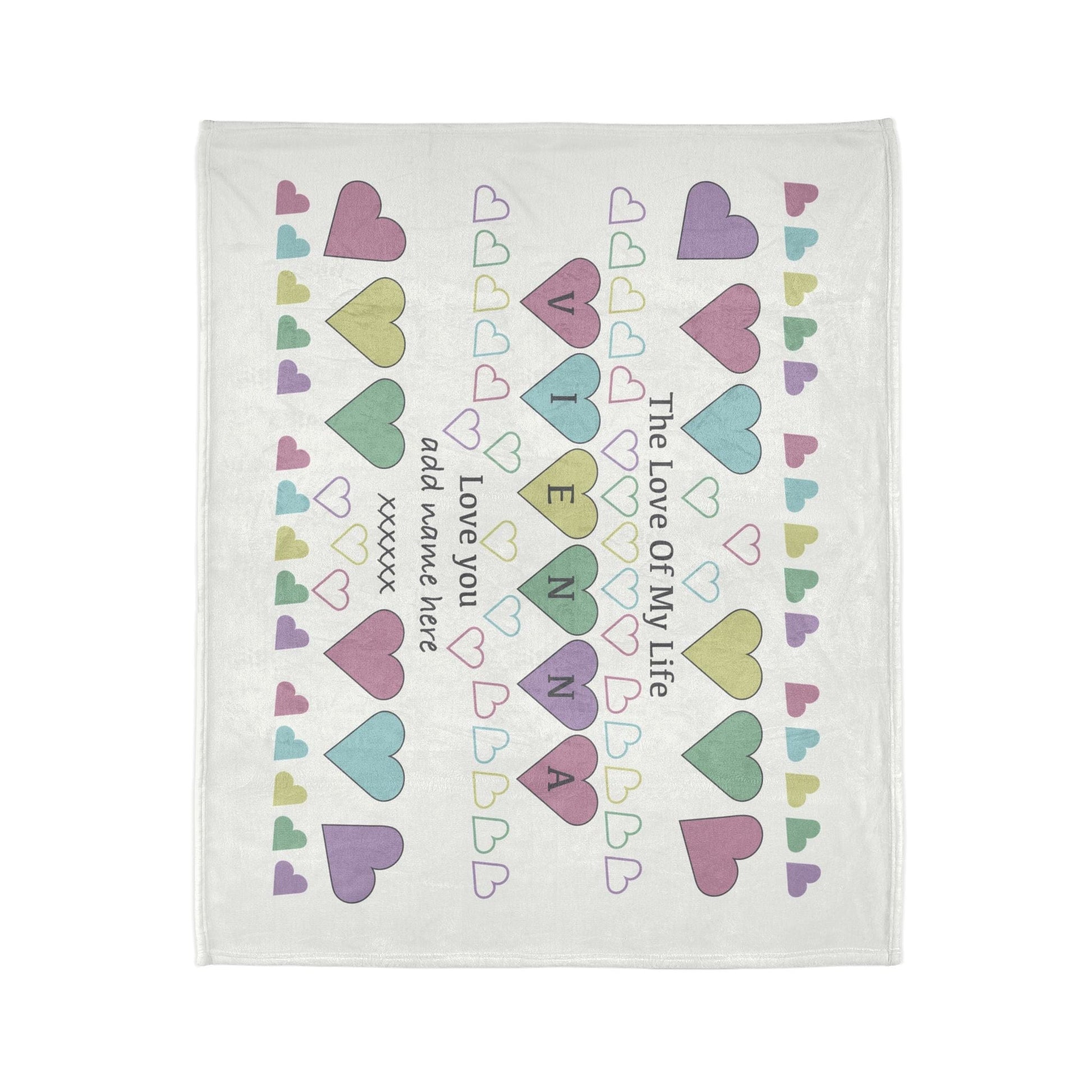 Printify Home Decor Personalised Heart Icon Blanket – Custom Name Design