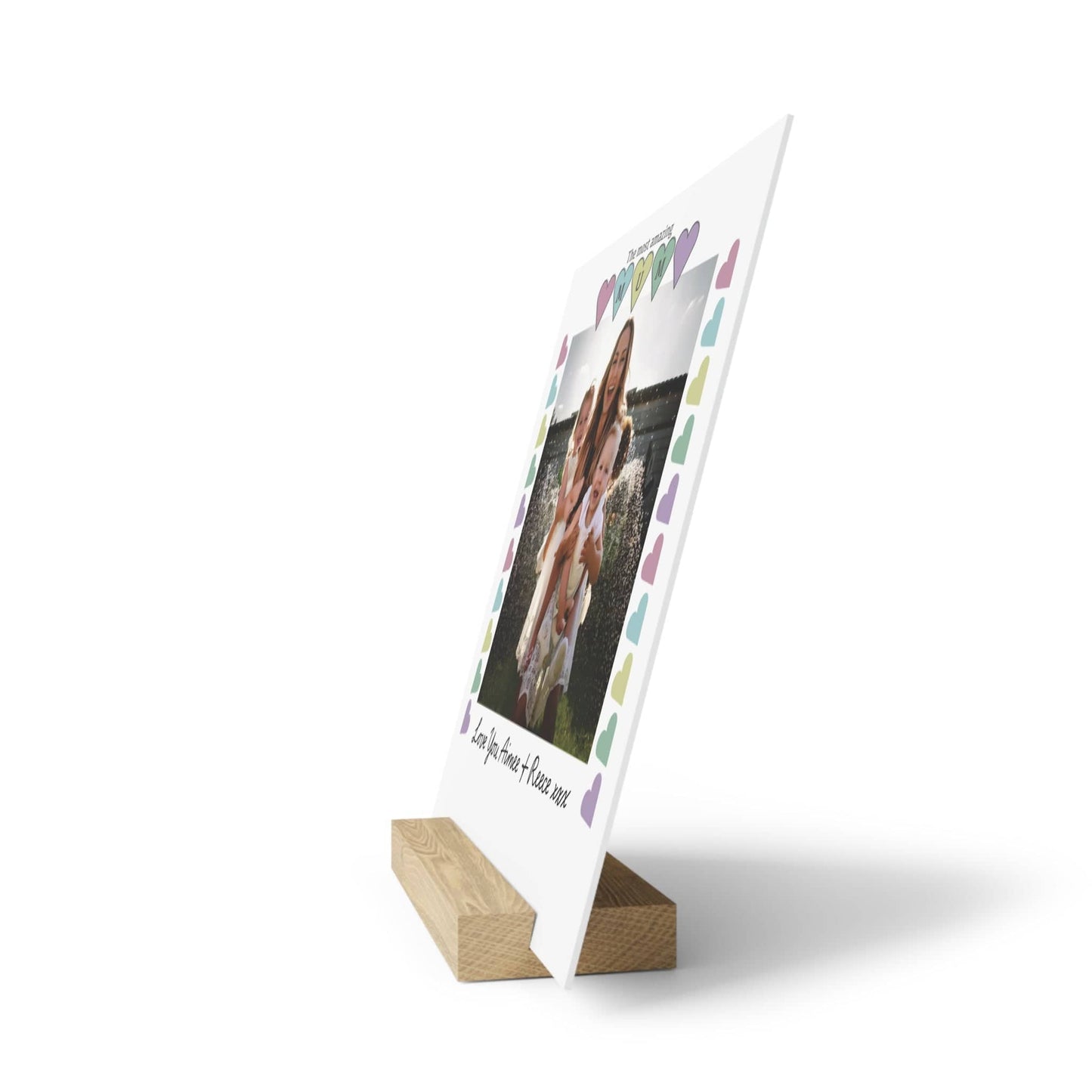 Printify Home Decor Personalised Mum Photo Board With Stand Heart