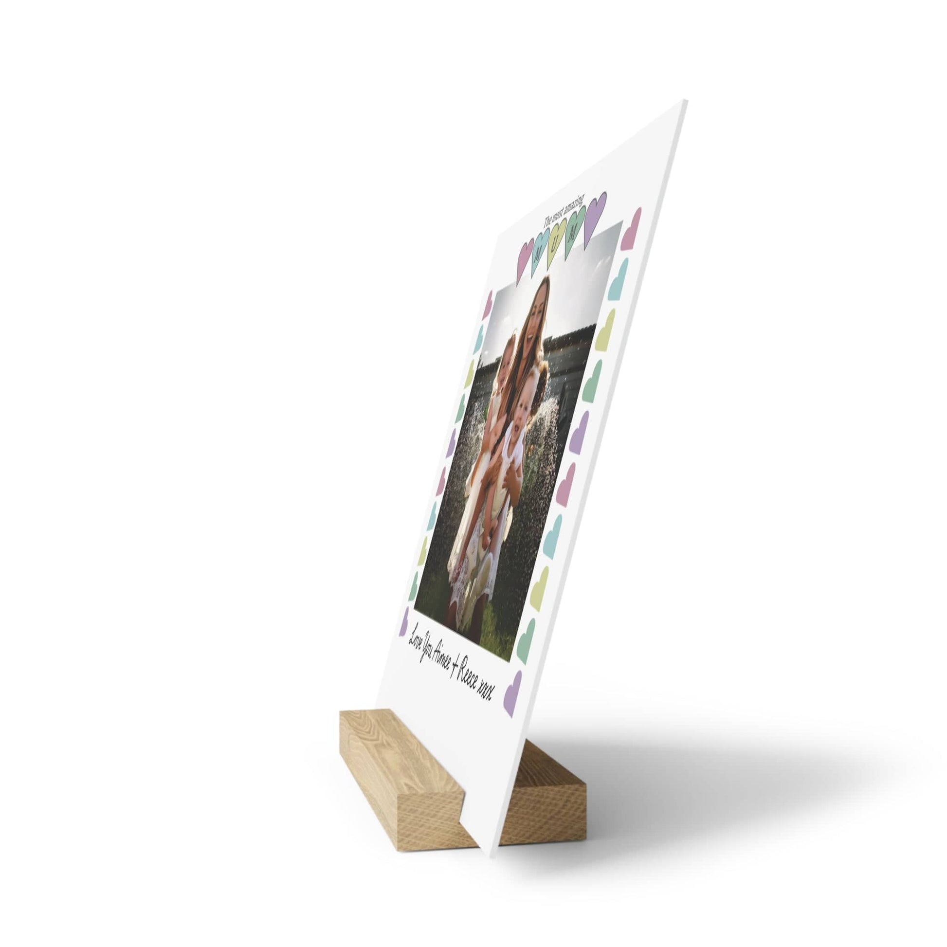 Printify Home Decor Personalised Mum Photo Board With Stand Heart
