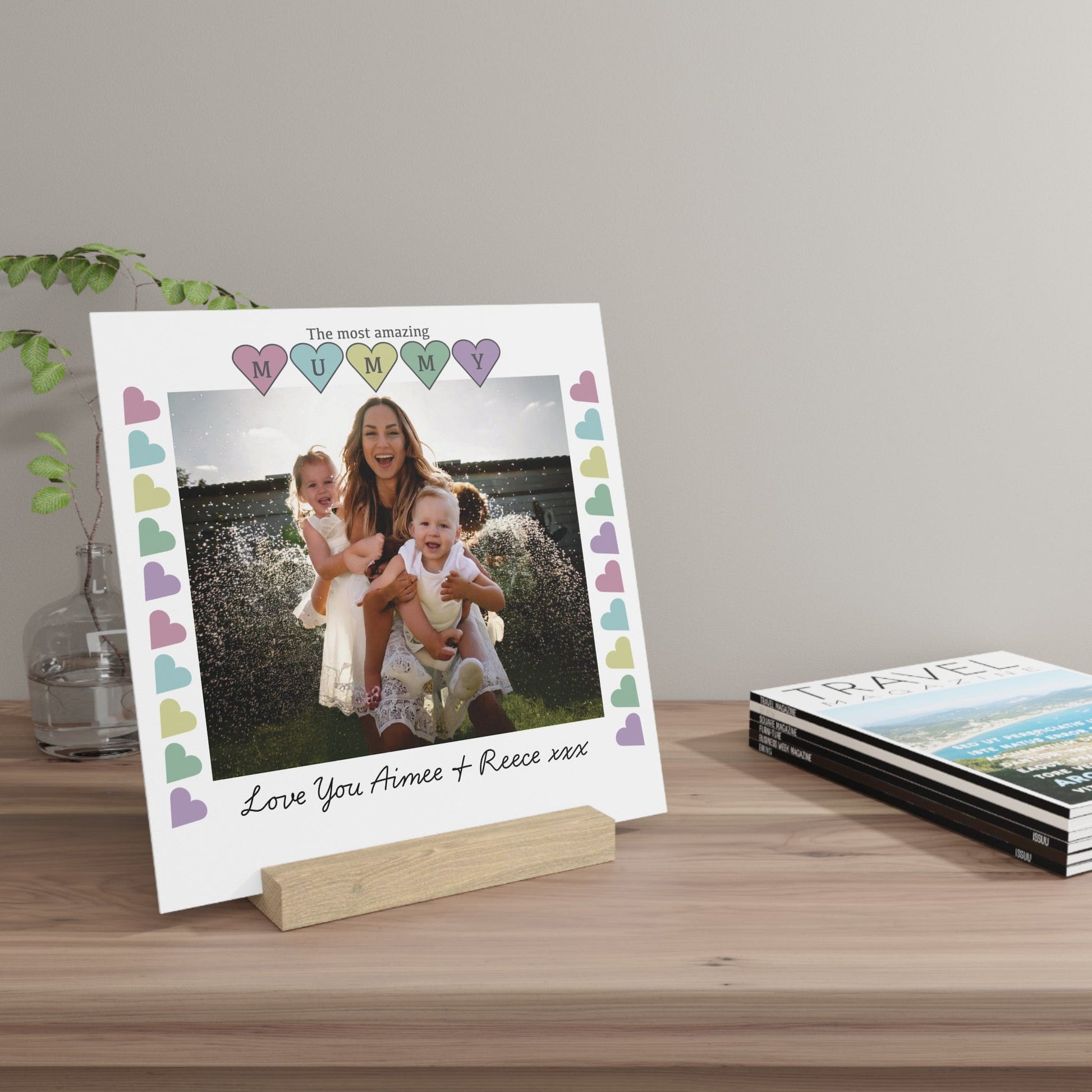 Printify Home Decor Personalised Mummy Photo Board With Stand Heart