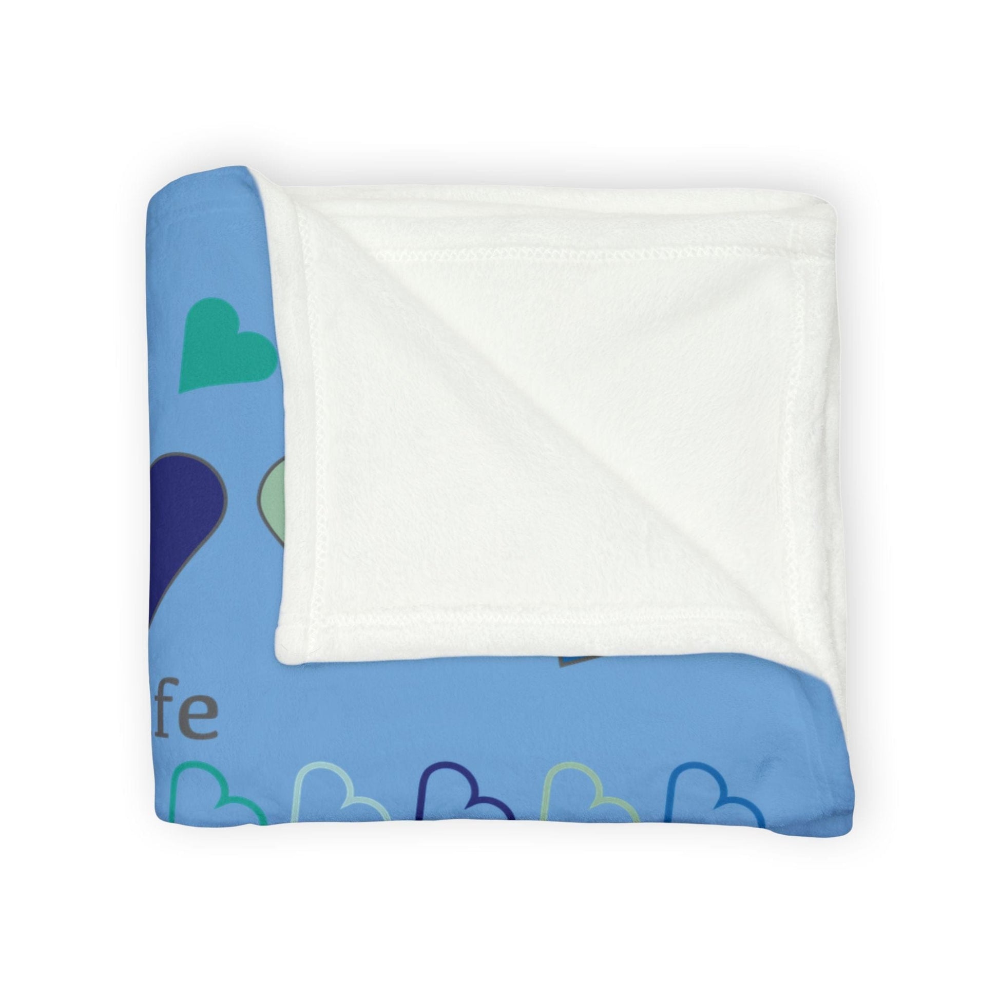 Printify Home Decor Personalised Name Heart Icon Blanket Blue