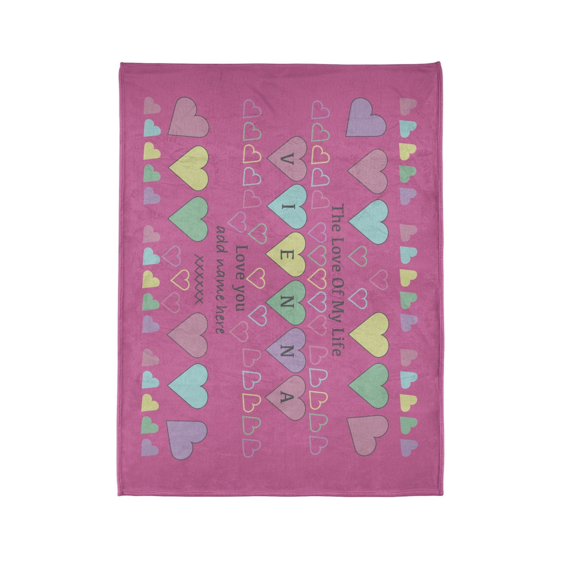 Printify Home Decor Personalised Name Heart Icon Blanket Pink