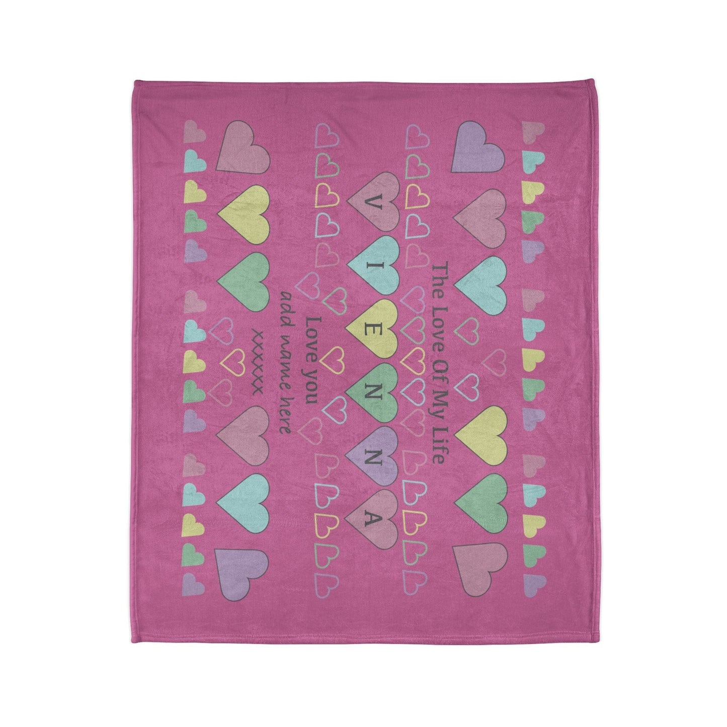Printify Home Decor Personalised Name Heart Icon Blanket Pink