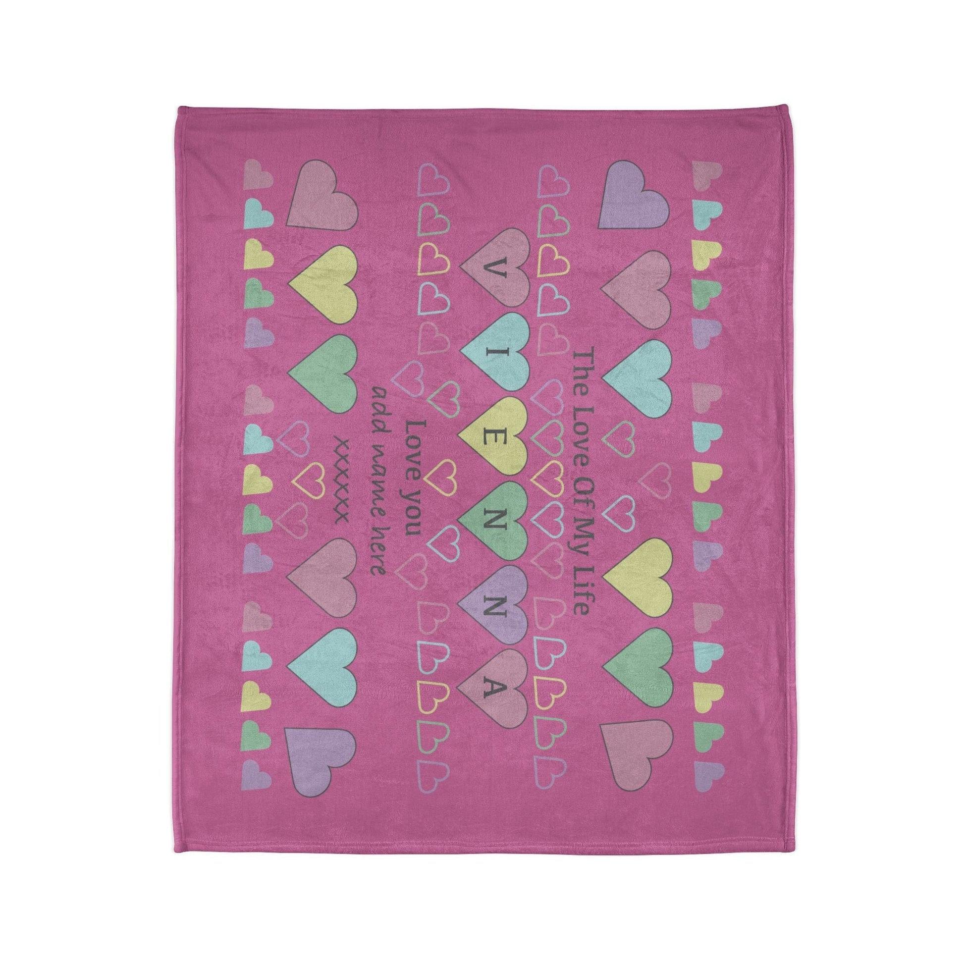 Printify Home Decor Personalised Name Heart Icon Blanket Pink