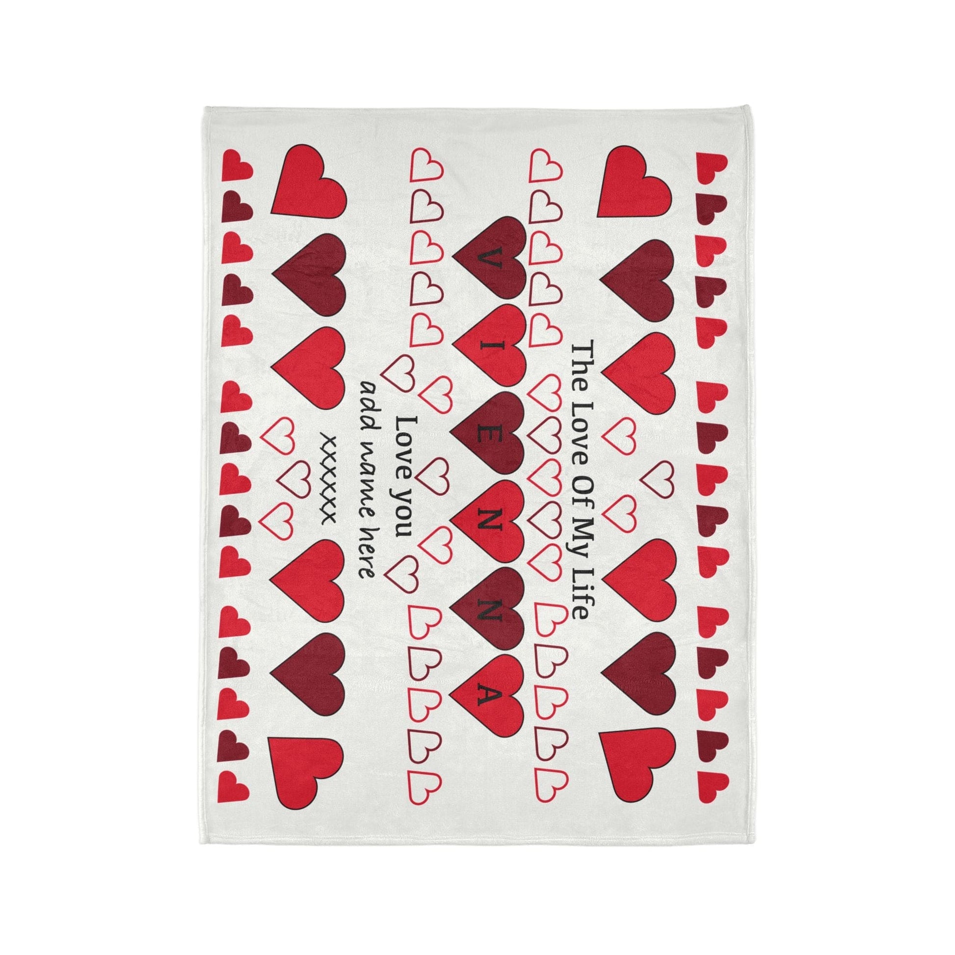 Printify Home Decor Personalised Name Heart Icon Blanket Red
