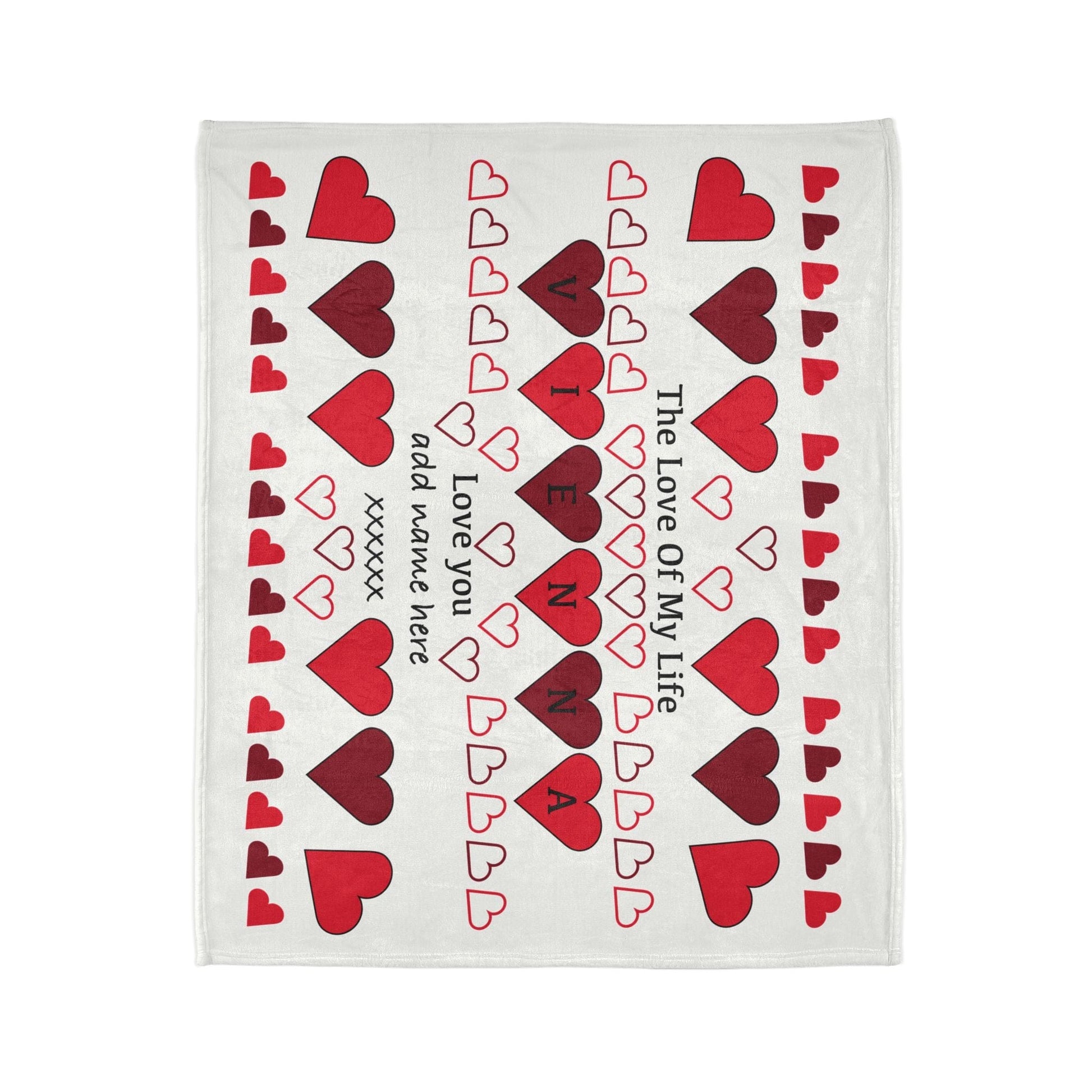 Printify Home Decor Personalised Name Heart Icon Blanket Red