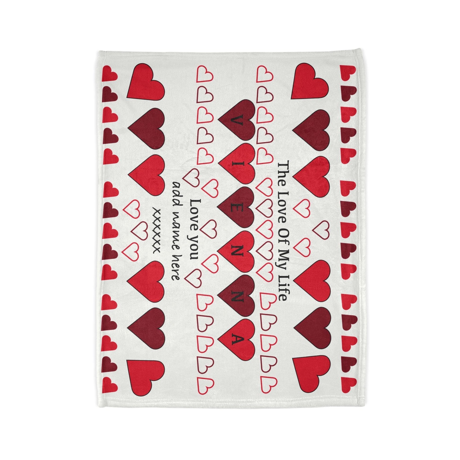 Printify Home Decor Personalised Name Heart Icon Blanket Red