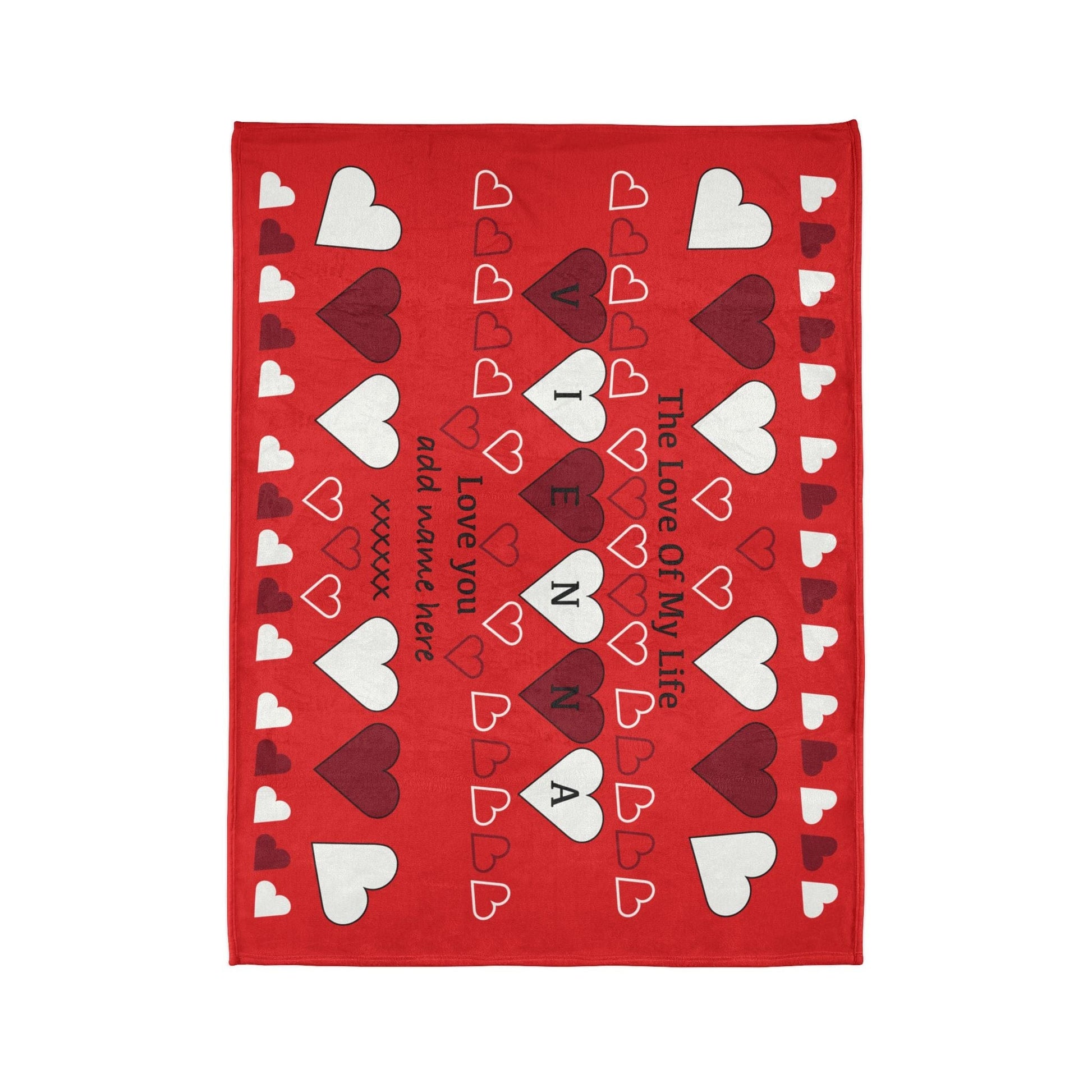 Printify Home Decor Personalised Name Heart Icon Blanket Red Base