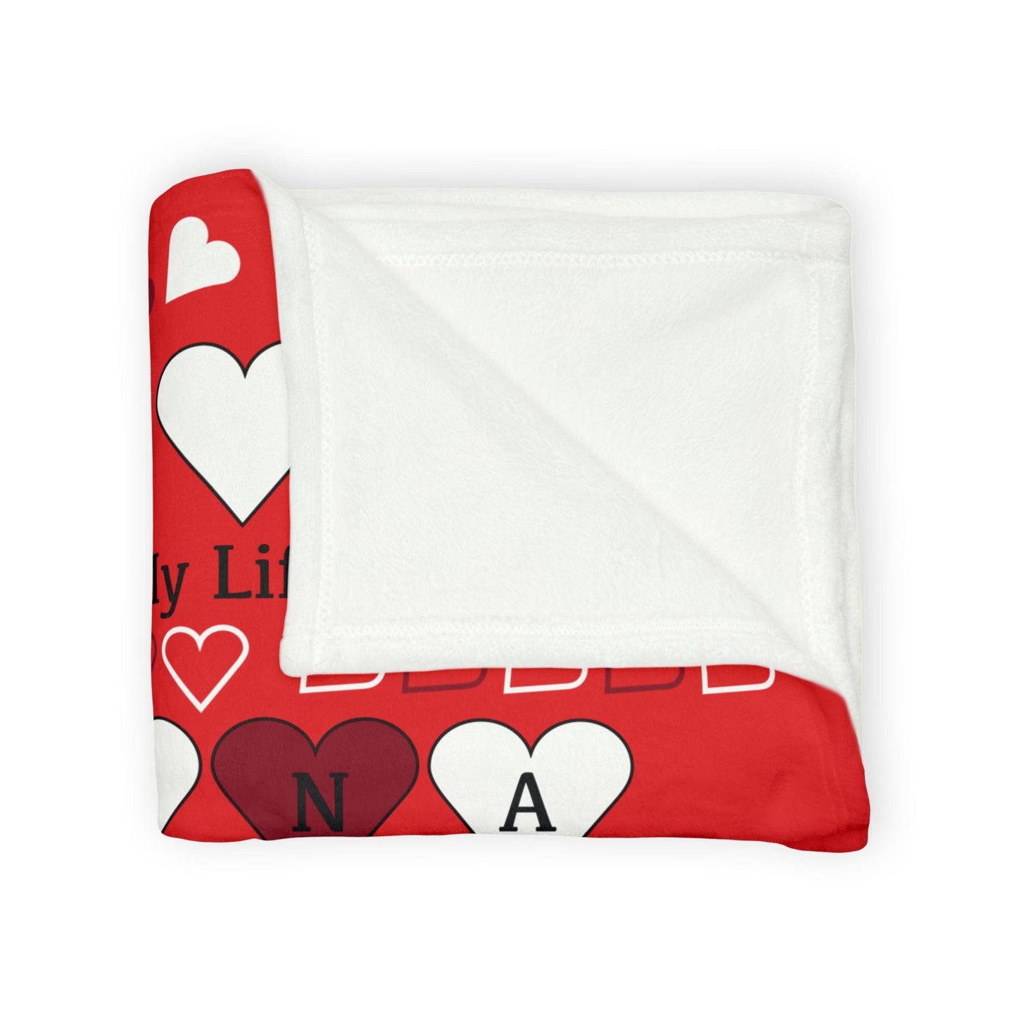 Printify Home Decor Personalised Name Heart Icon Blanket Red Base