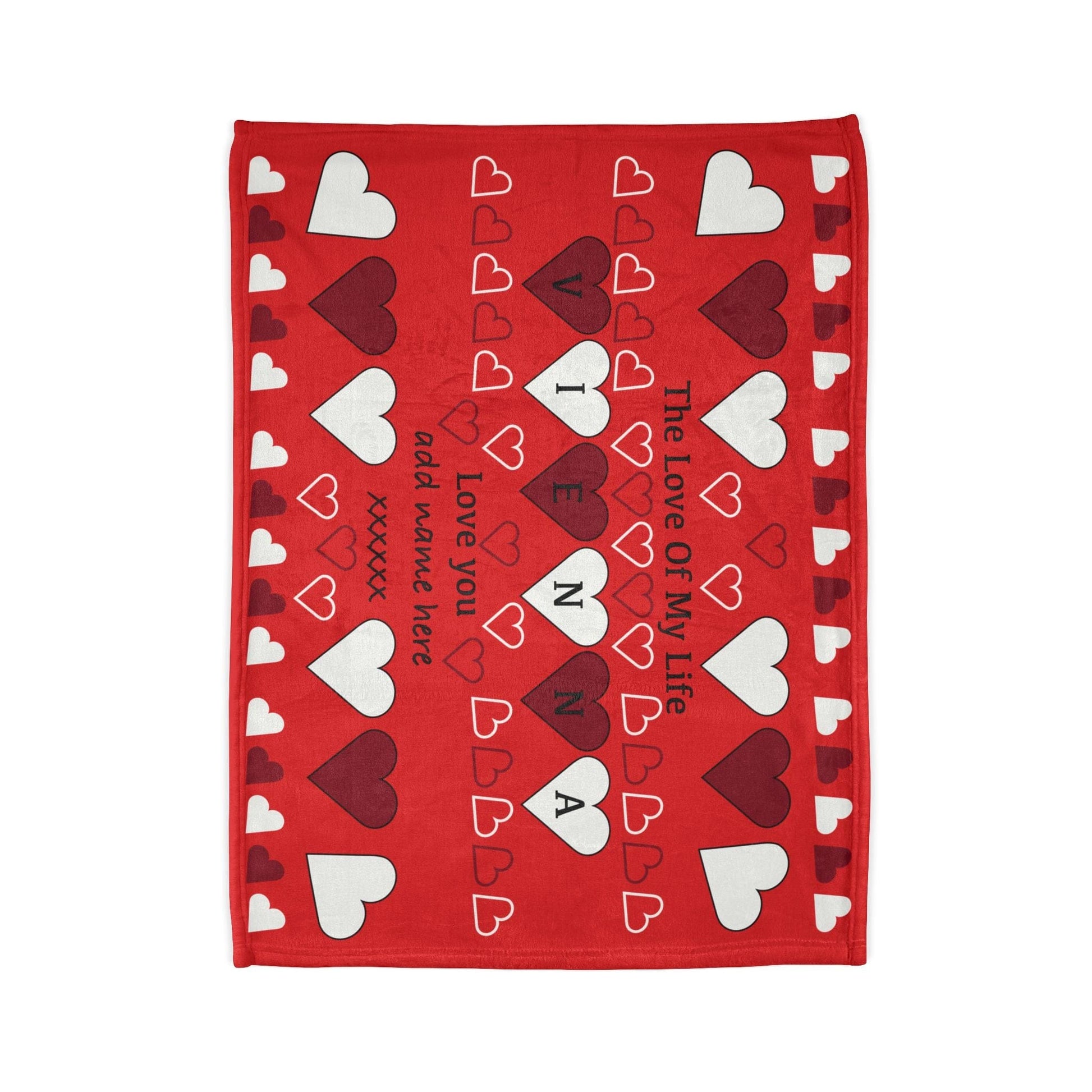 Printify Home Decor Personalised Name Heart Icon Blanket Red Base