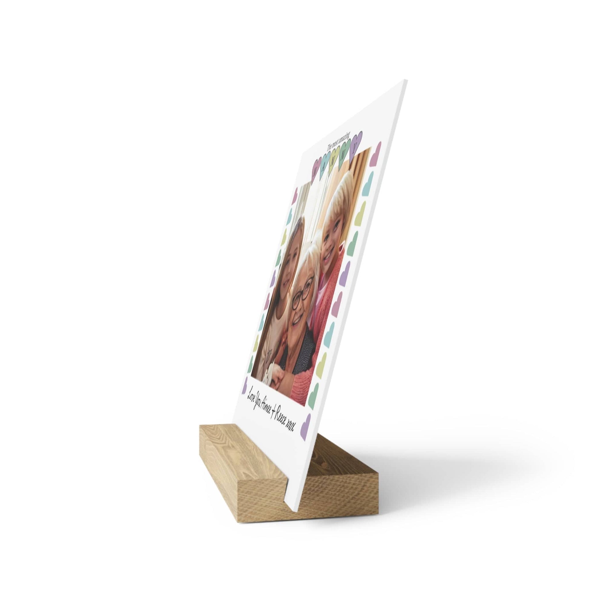 Printify Home Decor Personalised Nanny Photo Board With Stand Heart