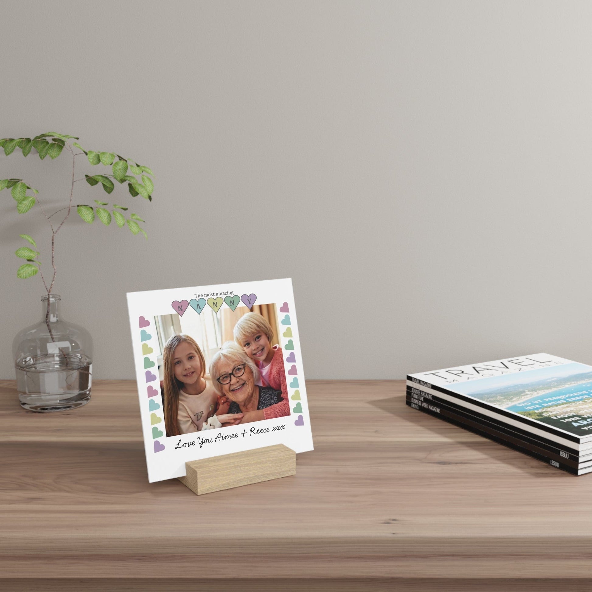 Printify Home Decor Personalised Nanny Photo Board With Stand Heart