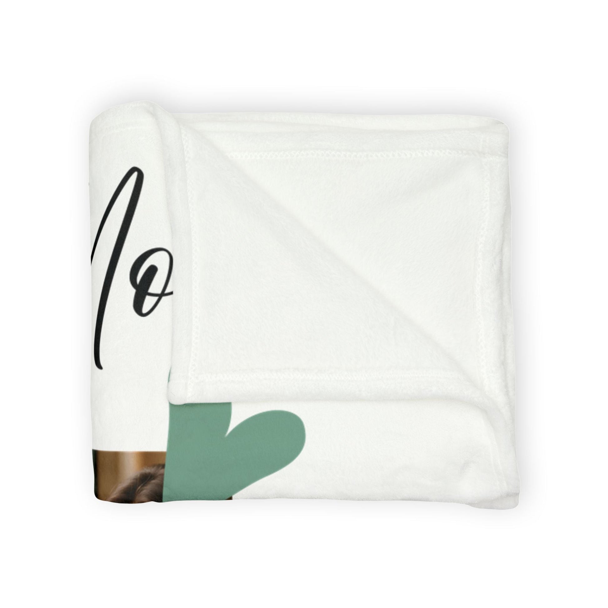 Printify Home Decor Personalised Photo Blanket with Heart Icons - Blue & Green Hearts