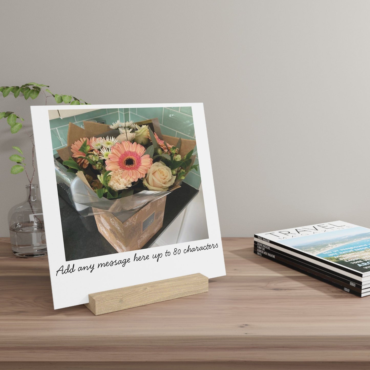 Printify Home Decor Personalised Photo Display Board with Oak Stand