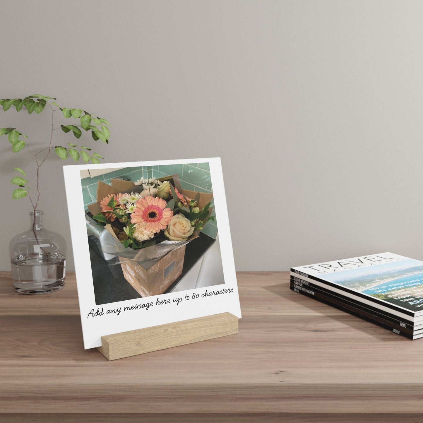 Printify Home Decor Personalised Photo Display Board with Oak Stand