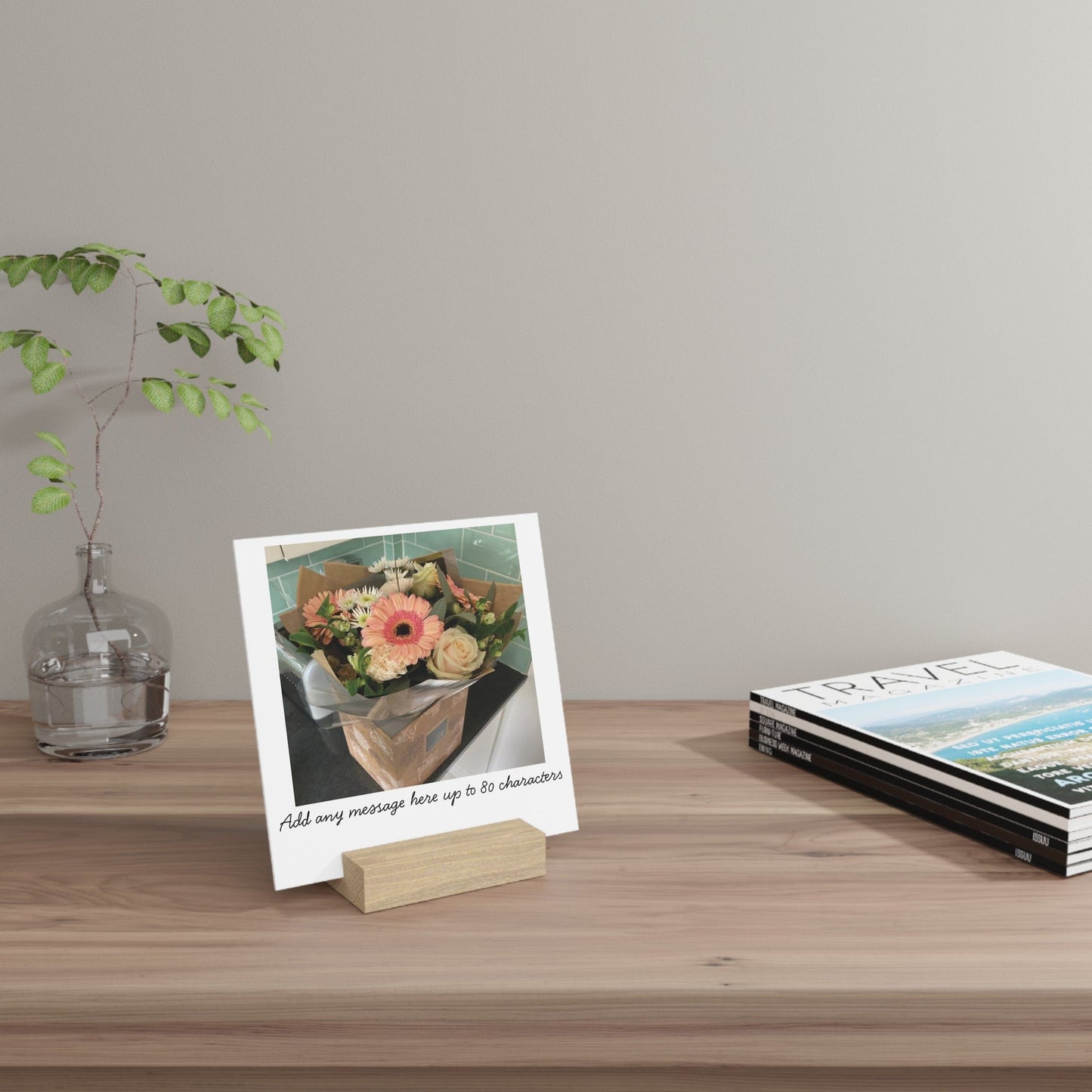 Printify Home Decor Personalised Photo Display Board with Oak Stand