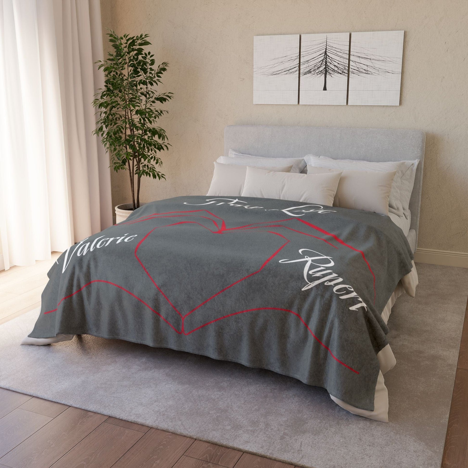 Printify Home Decor Personalised True Love Blanket Grey
