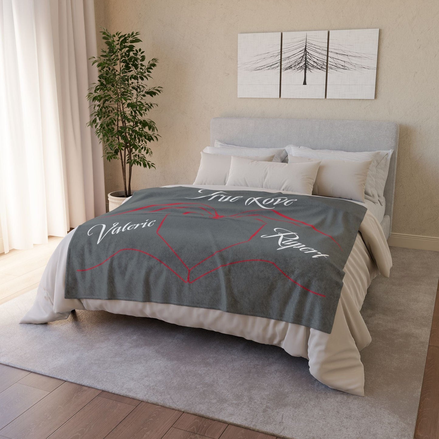 Printify Home Decor Personalised True Love Blanket Grey