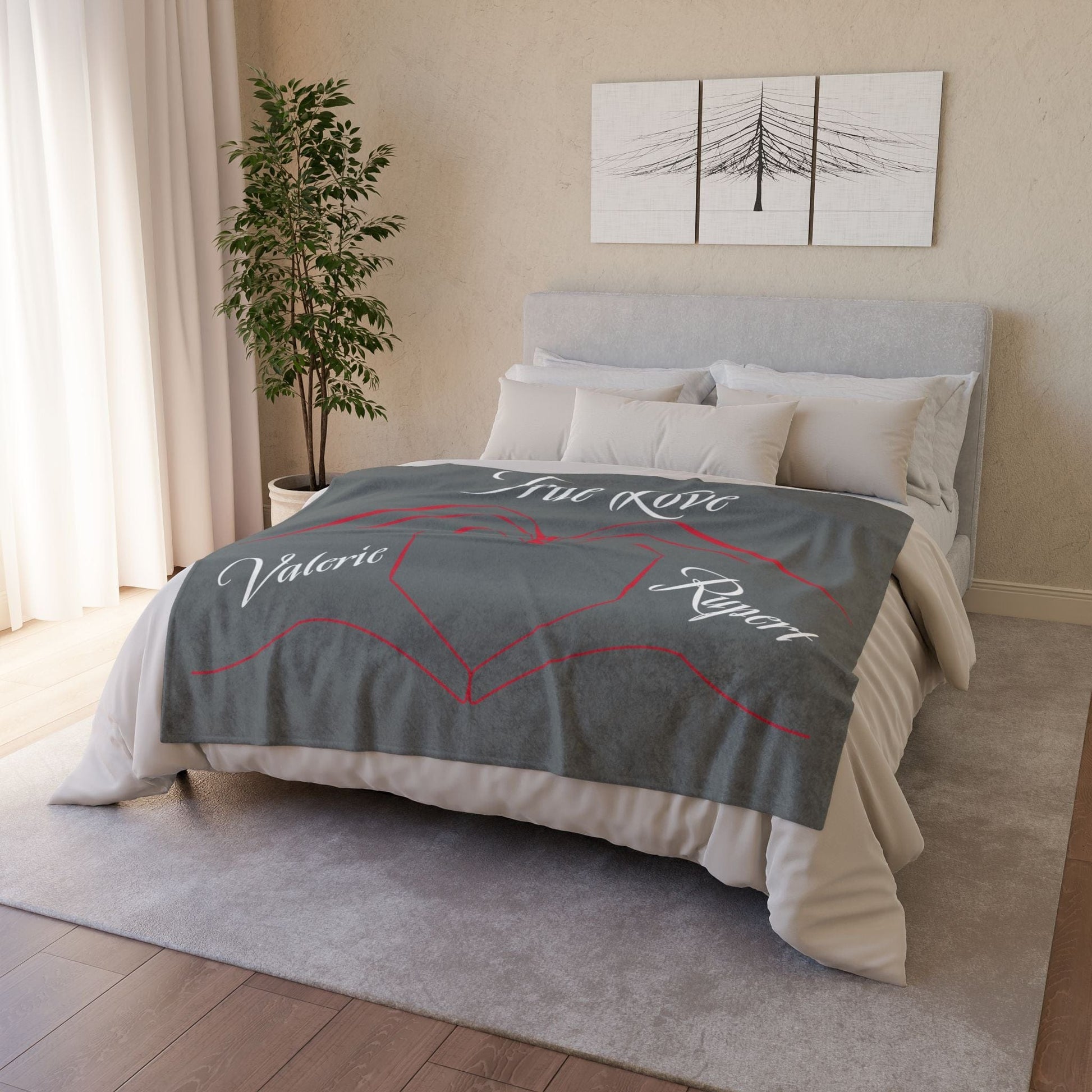 Printify Home Decor Personalised True Love Blanket Grey