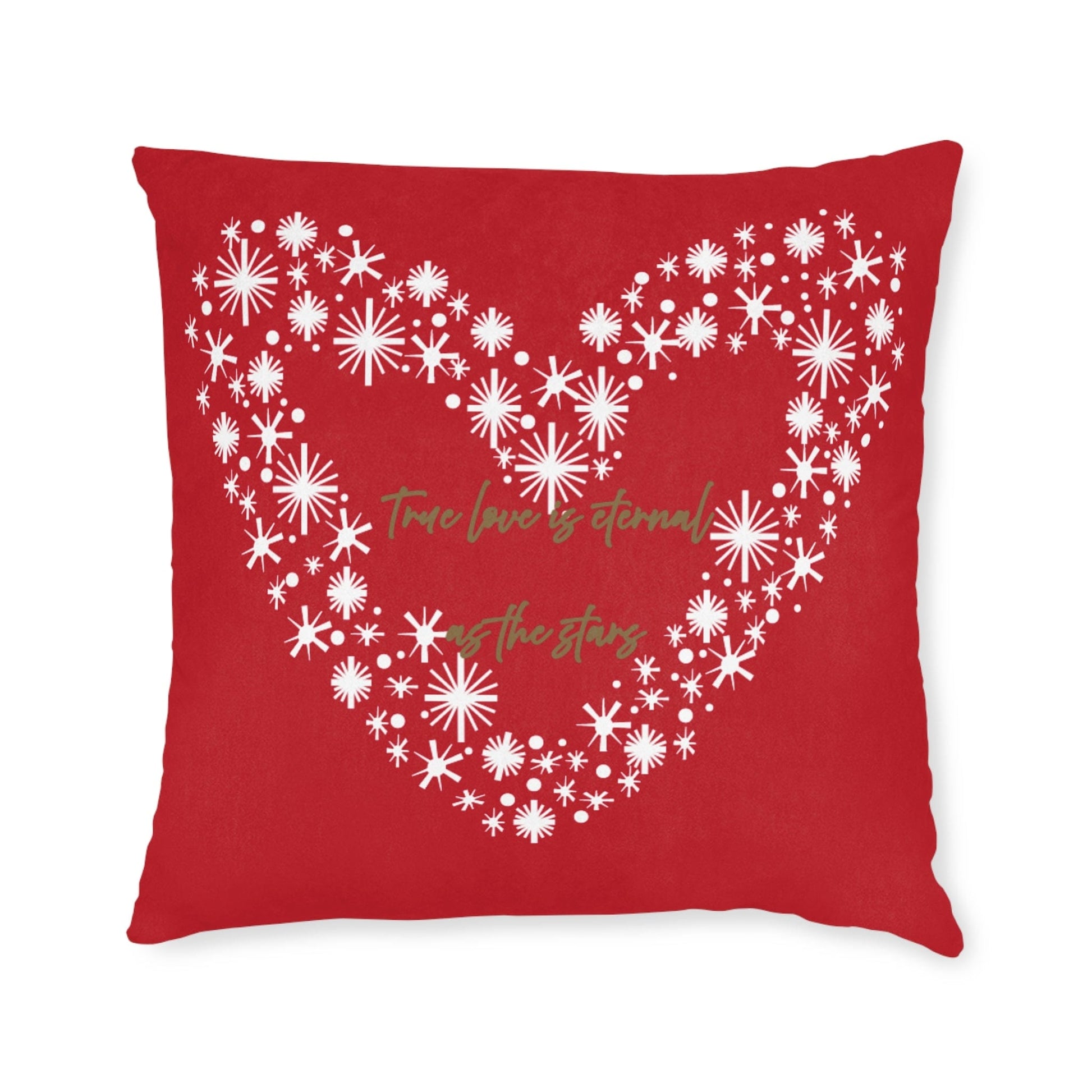 Printify Home Decor Red Cushion - True Love is Eternal as the Stars Heart Design