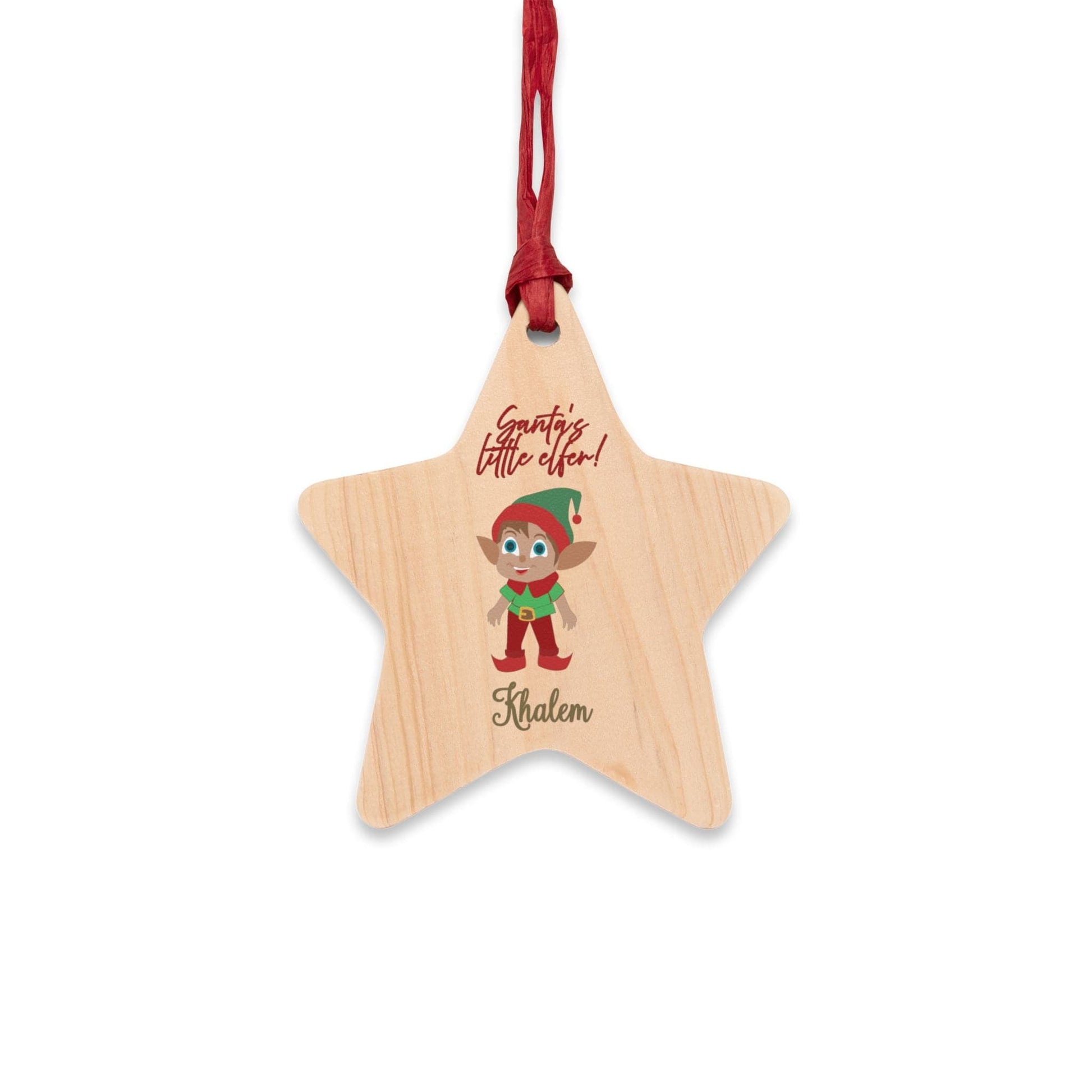 Printify Home Decor Star / One Size Personalised Santa’s little Elfer Star Ornament