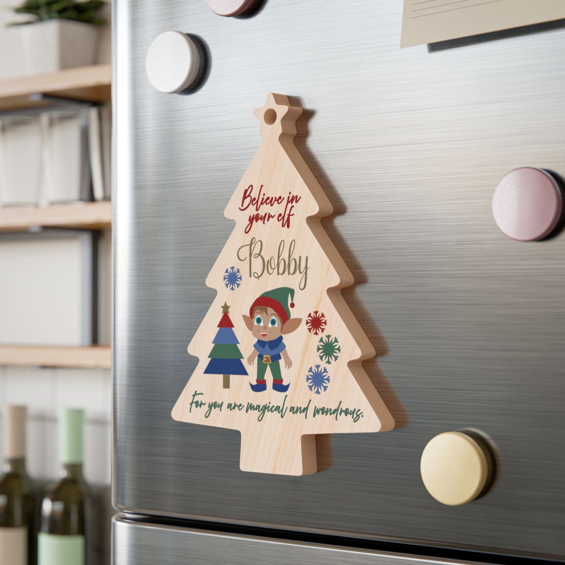 Printify Home Decor Tree / One Size Personalised Elf Wooden Tree Ornament- Festive