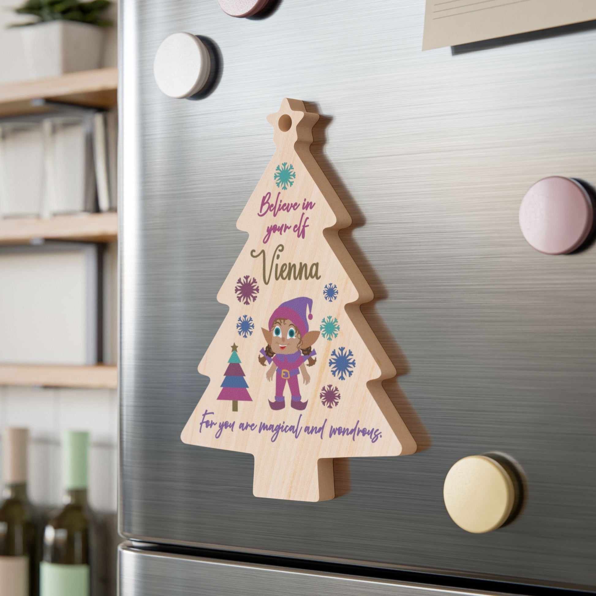 Printify Home Decor Tree / One Size Personalised Elf Wooden Tree Ornament- Pink